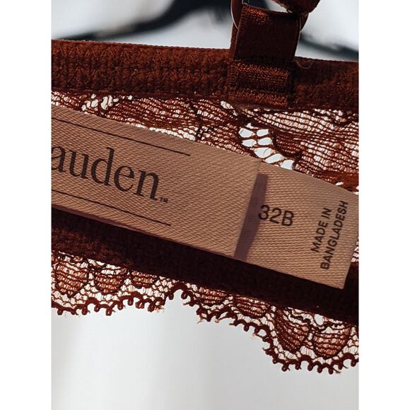 Lace Bra High Apex Unlined Auden Orange 32B Underwire Adjustable‎ Straps Plunge - Picture 8 of 12